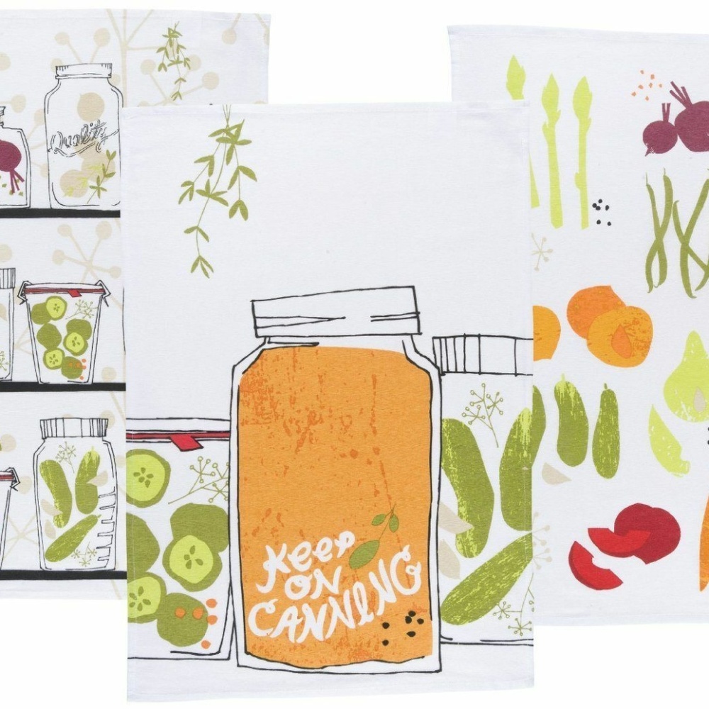 Now Designs Tea Towel SET OF 3 Canning Veggies NWT